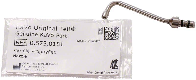 PROPHYflex™ Kanüle Brausekopf mit Verpackung und Artikelnummer sichtbar.