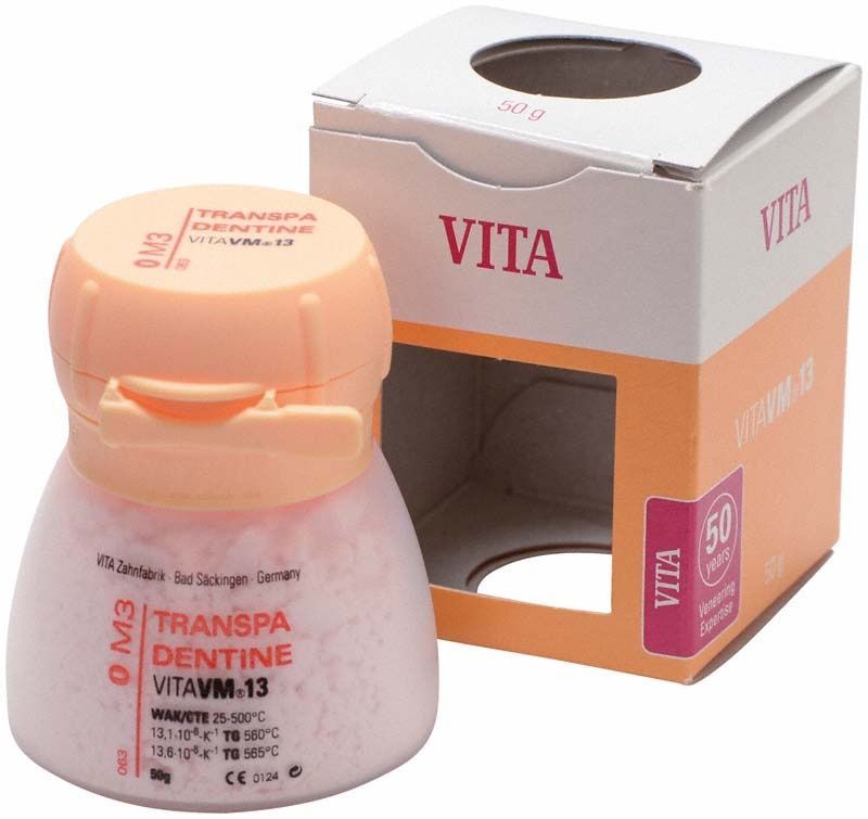 Transpa Dentin VM13 Pulver 0M3, 50g, mit Verpackung.