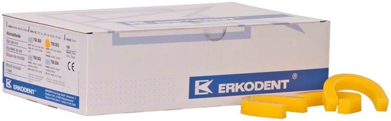 Verpackung von gebogenen, weichen Wachsbisswällen in Orange.