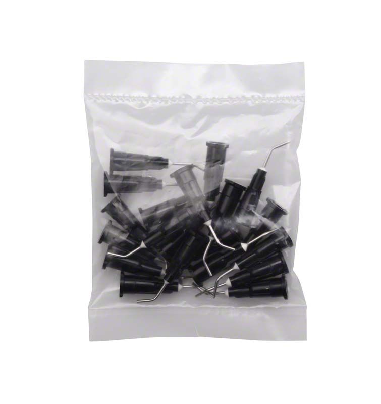 Transparente Tüte mit schwarzen dentalen Applikationsspitzen für Revolution™ Formula 2 Introkit.