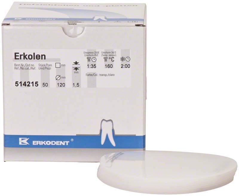 Erkodent Erkolen Dentalfolie neben der Produktverpackung.