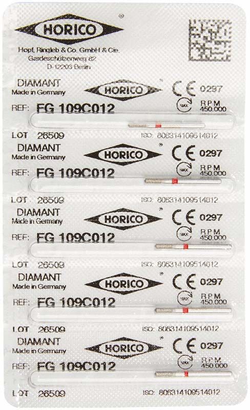Sterile Diamant FG 109C 012 Schleifkörper in Einzelverpackung.