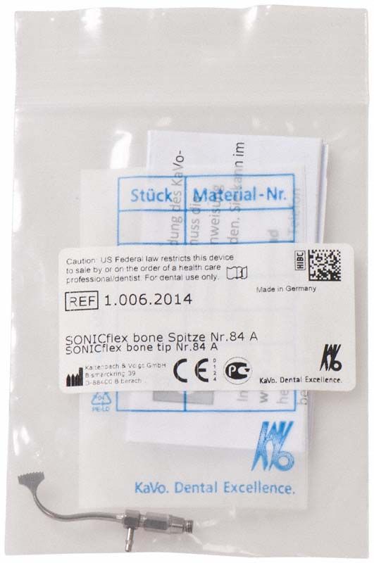 Verpackung eines SONICflex-Knochenspitze Nr. 84 A mit Beschriftung.
