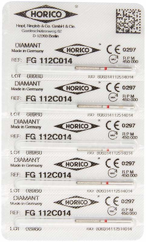 Diamant FG 112C 014 Schleifkörper auf Blisterverpackung mit Herstellerinformationen.