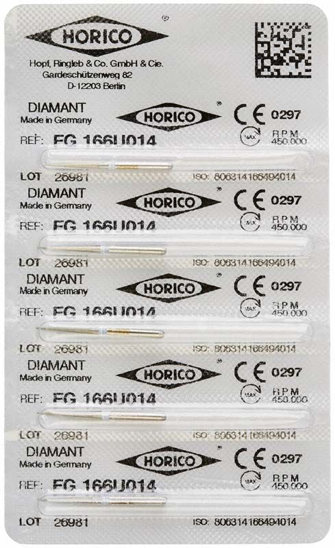 Verpackung von Diamant FG 166U 014 mit CE-Kennzeichnung und Losnummer.