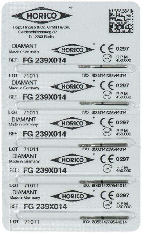 Verpackung mit zehn Diamant-FG-Schleifern Modell FG 239X 014.