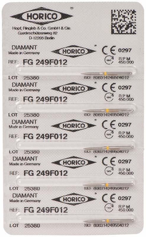 Verpackung von Diamantschleifern FG 249F 012 mit Produktdetails.