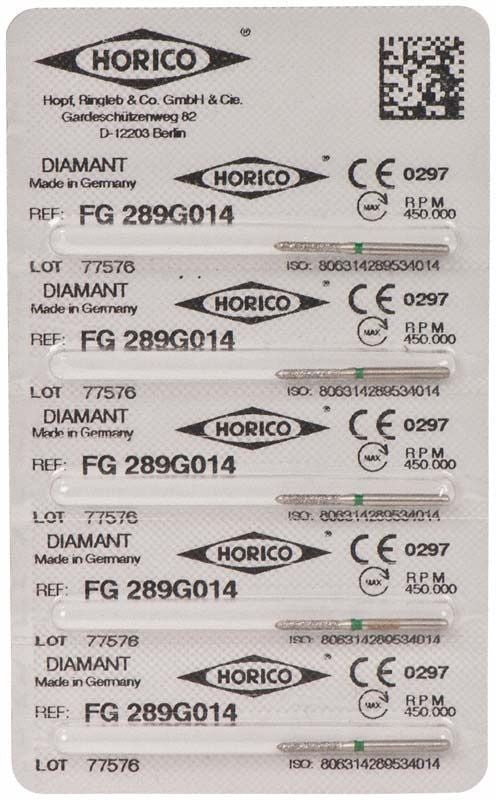 Verpackung der Diamant FG 289G 014 Schleifer mit Herstellerinformationen.