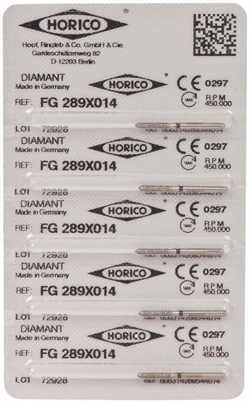 Blisterpackung mit Diamantbohrern FG 289X 014 von Horico.