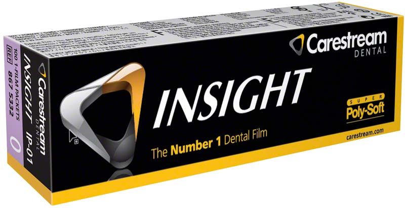 Kodak Insight Zahn-Röntgenfilm Verpackung mit Carestream-Logo und Produktinformationen.