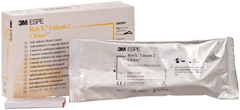 RelyX™ Unicem 2 Clicker A3 opak in Verpackung mit Beipackzettel.