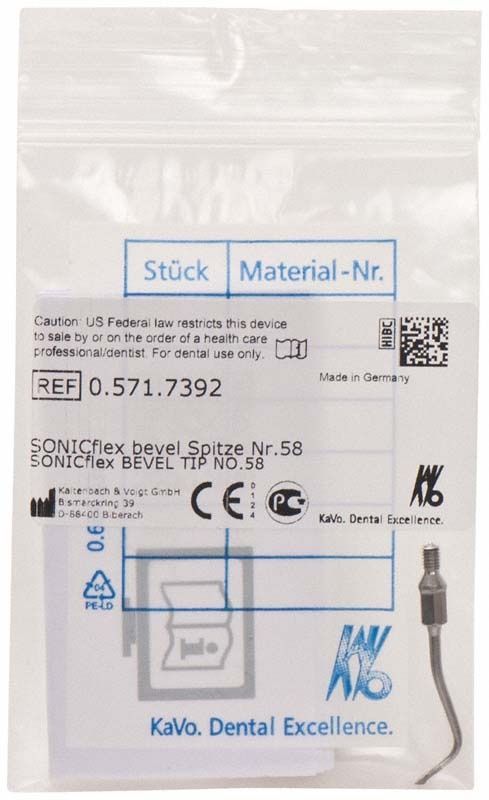 Verpackung der SONICflex bevel Spitze Form 58 mesial von medic-star.