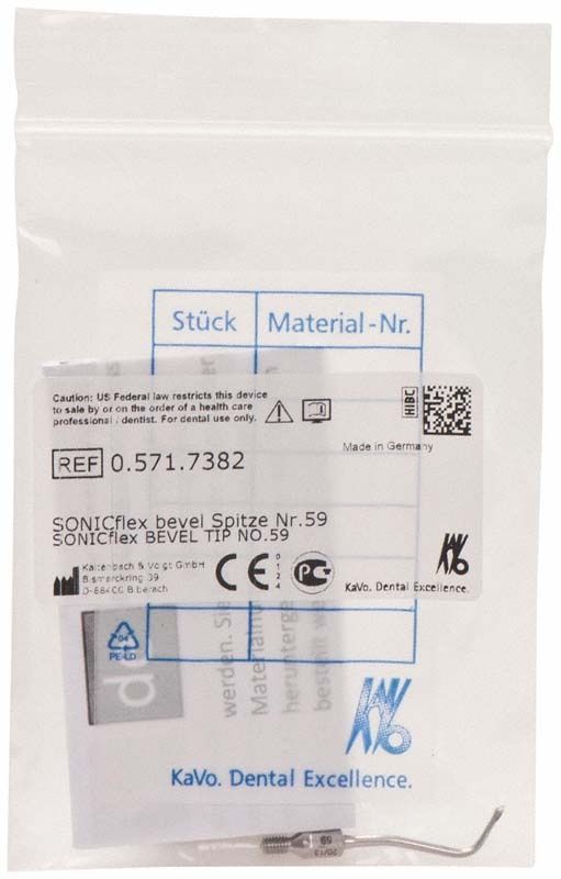 Verpackung der SONICflex bevel Spitze Form 59 distal mit Produktetikett.