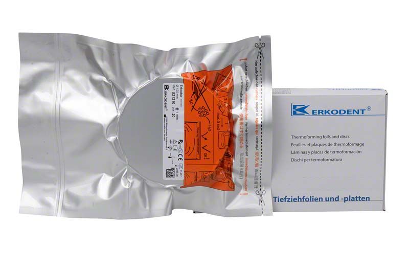 Erkodur Tiefziehfolie Ø120mm x 1,0mm in versiegelter Verpackung.