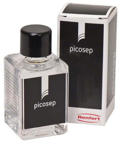 Picosep Isoliermittel-Flasche und Verpackung von medic-star für Zahntechnik.