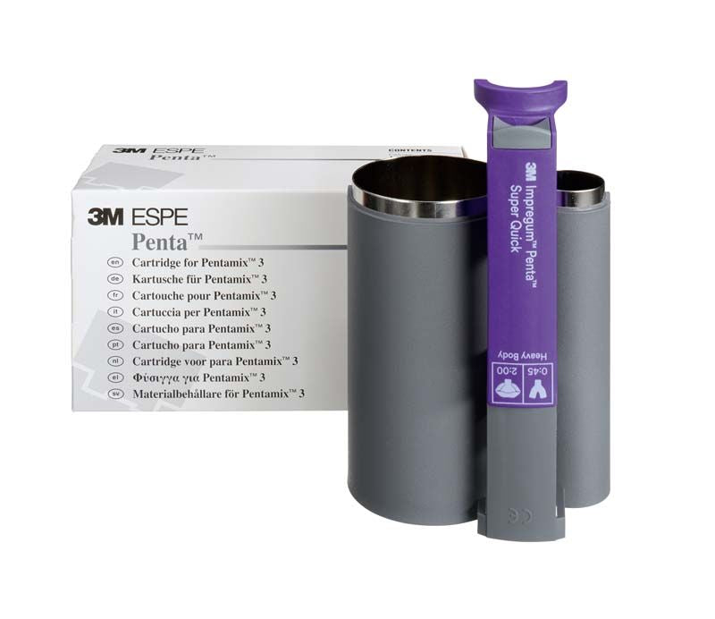Impregum™ Penta™ L DuoSoft™ Leerkartusche mit Verpackung, lila und grau.