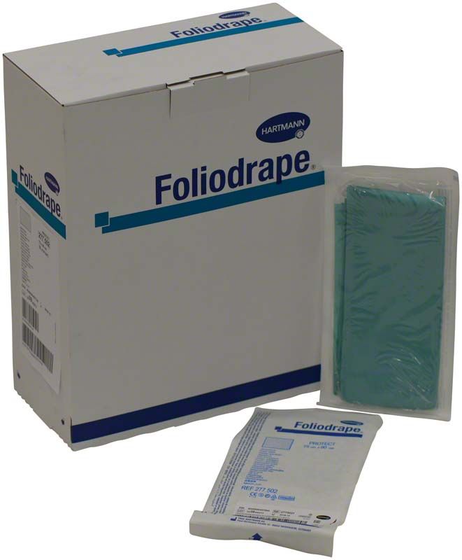 Foliodrape® Protect Abdecktuch in Verpackung mit einzeln verpacktem Tuch.