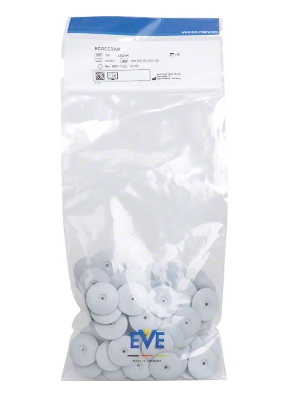 Silikonpolierer EVE Ecoceram unmontiert, grob, in transparenter Verpackung.