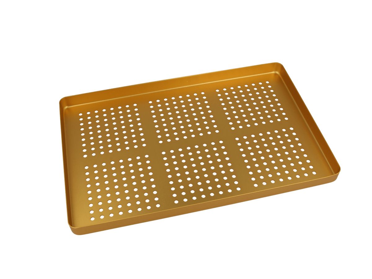 Alu Normtray Boden gold gelocht für Dentalinstrumente