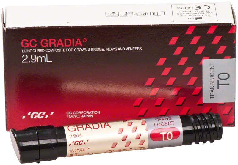 Gradia Translucent T0 Composite mit Verpackung, 2,9 ml Tube.