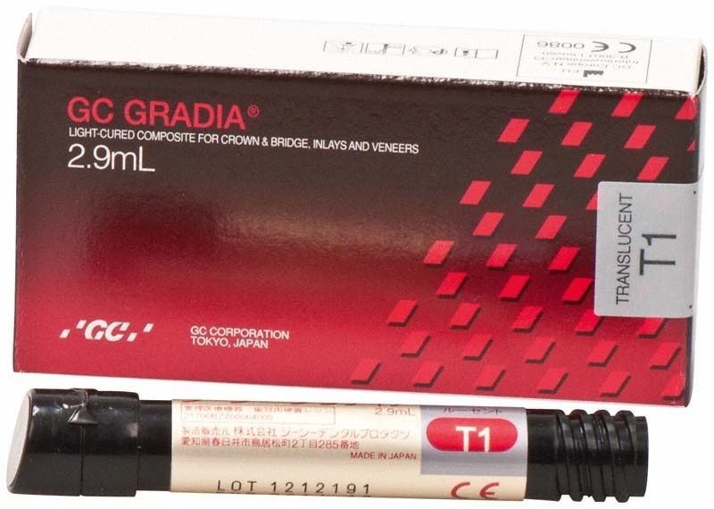 GC GRADIA Translucent T1 Komposit mit Verpackung für Kronen und Inlays.