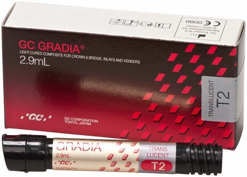 Gradia Translucent T2 Zahnkomposit in 2,9 ml Tube mit Verpackung.