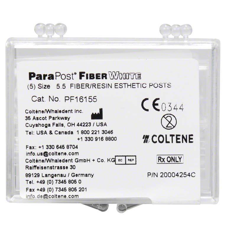 ParaPost® Fiber White Wurzelstifte Gr. 5.5 Verpackung mit Produktinformationen.
