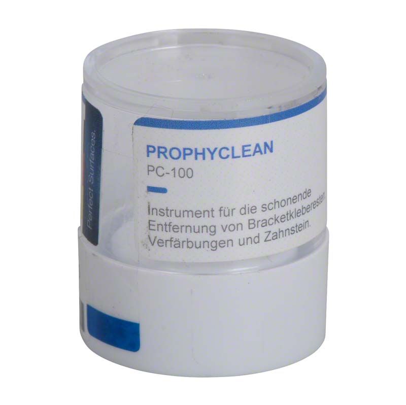 Weißer Dentalpolierer EVE PROPHYCLEAN® PC100 in transparenter Kunststoffverpackung.