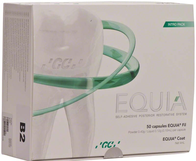 Equia Intro Pack B2 Verpackung mit grünem Design und Produktinformationen.