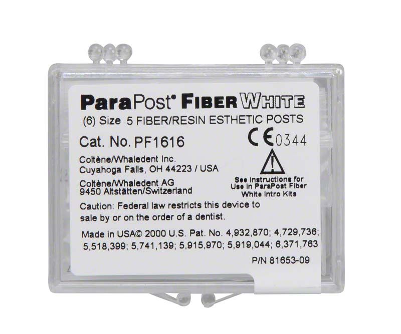 ParaPost® Fiber White Wurzelstifte Gr. 6 in transparenter Kunststoffverpackung.