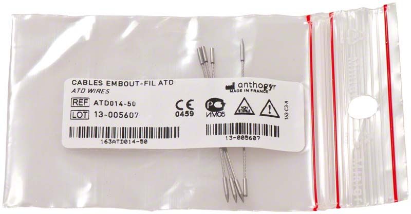 Drahtschlingeneinsatz Länge 50mm in transparenter Verpackung.