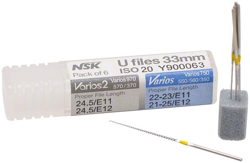 Varios Endofeilen 33mm ISO 20, 6 Feilen in Kunststoffverpackung.