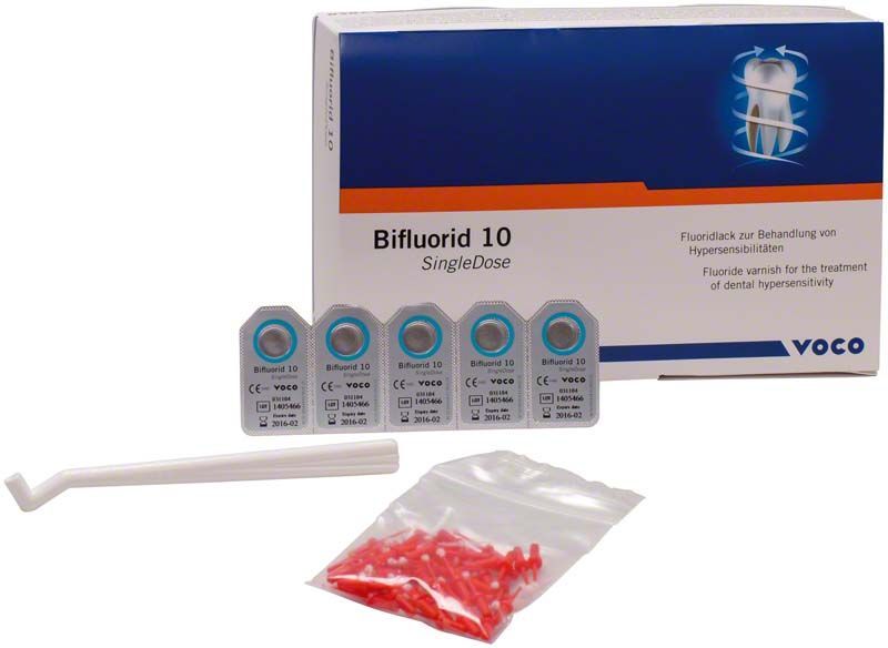 Bifluorid 10 SingleDose Packung mit Einzeldosen und Applikatoren.