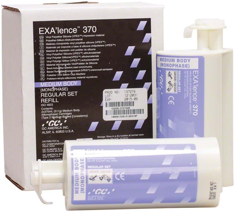 Exa'lence 370 Abformmaterial, 2x370ml Kartuschen mit Verpackung.