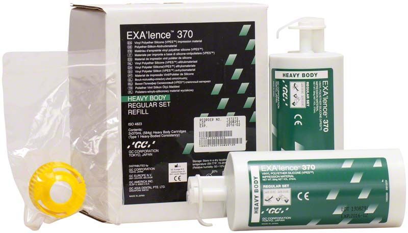 Exa'lence 370 Abformmaterial, zwei 370ml Kartuschen mit Verpackung.
