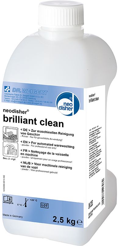 Reinigungsmittel neodisher® Brilliant Clean in weißer 2,5 kg Flasche.