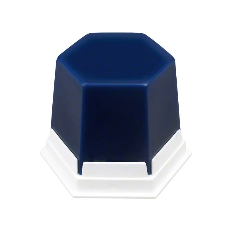 Blau-transparentes Modellierwachs für dentaltechnische Anwendungen auf weißem Sockel.