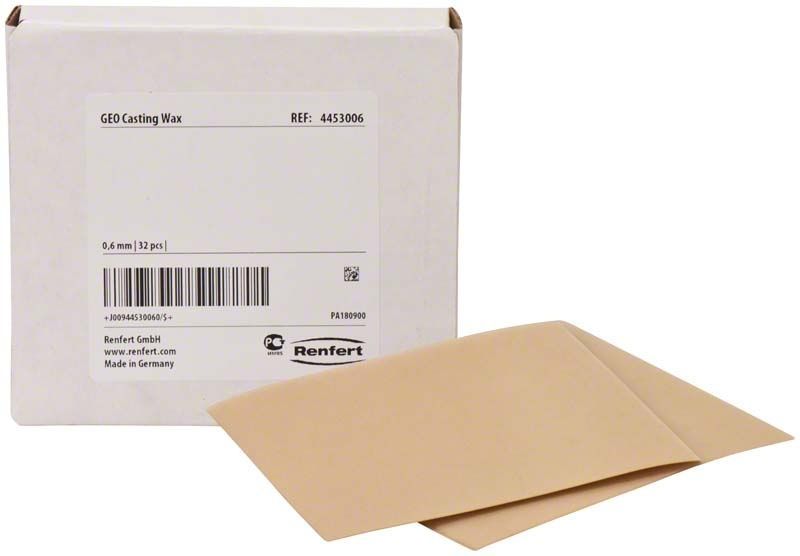 GEO Casting-Wachs 0,6mm in Verpackung mit zwei Wachsbögen.