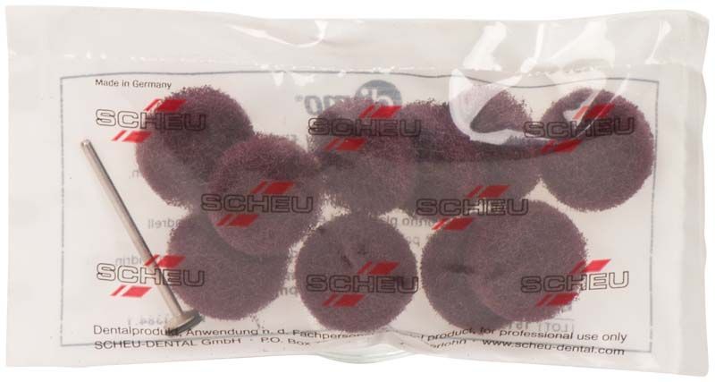 DIMO® Polierscheiben Fein, Maron, 10er im transparenten Beutel mit Handstückschaft.