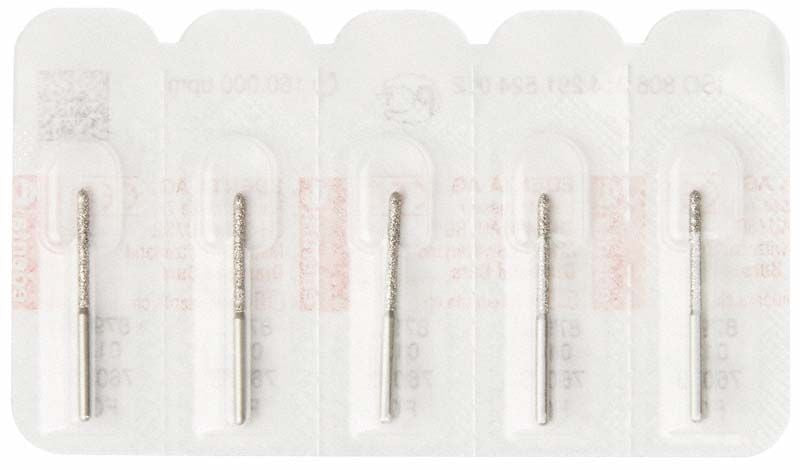 Diamantschleifer FG 879L 012 in Blisterverpackung für Dentalmedizin.