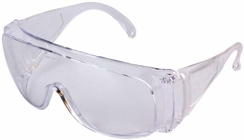 Antifog Schutzbrille aus klarem Polycarbonat mit integriertem Seitenschutz.