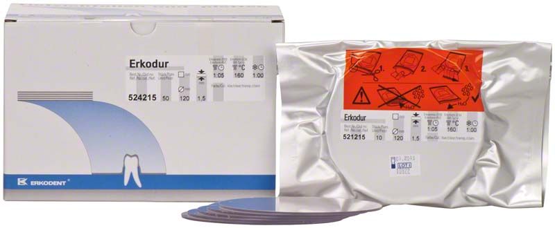 Erkodur Folie Ø120mm x 1,5mm in Verpackung mit Anwendungsaufdruck.