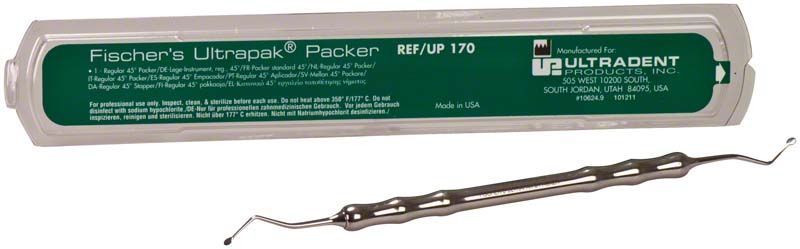 Fischers Ultrapak®-Legeinstrument mit ergonomischem Griff und 45° Winkel.