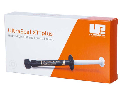 Ultradent UltraSeal XT® Plus™ Clear Refill Verpackung mit Applikatorspritze im Vordergrund.