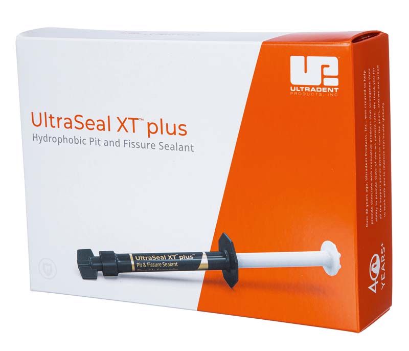Ultradent UltraSeal XT® Plus™ Opaque White Econo-Refill-Verpackung mit Fokus auf Produktgrafik.
