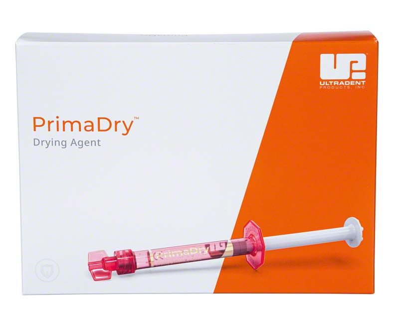 Verpackung von PrimaDry Trocknungsagent mit Abbildung einer Applikatorspritze.
