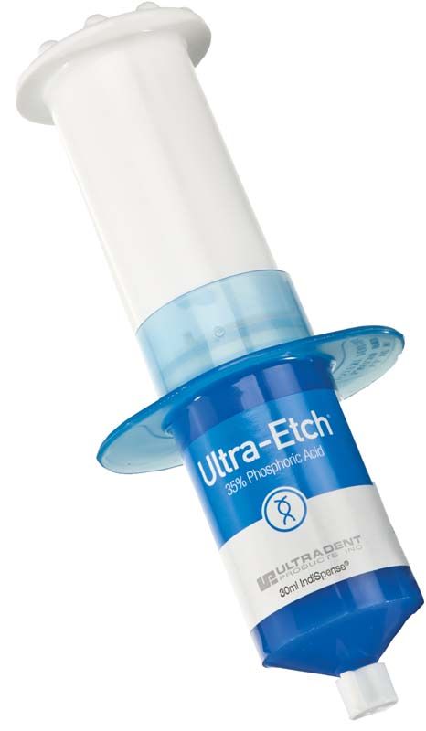 Ultra-Etch™ Indispense 30ml Nachfüllsystem mit blauer Spritze und Dosierkappe.
