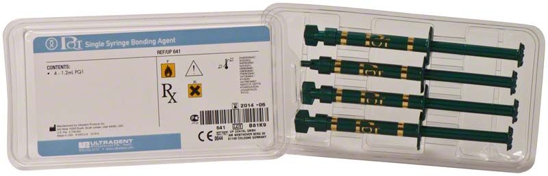 Vier grüne Spritzen PQ1 Bonding in transparenter Verpackung.