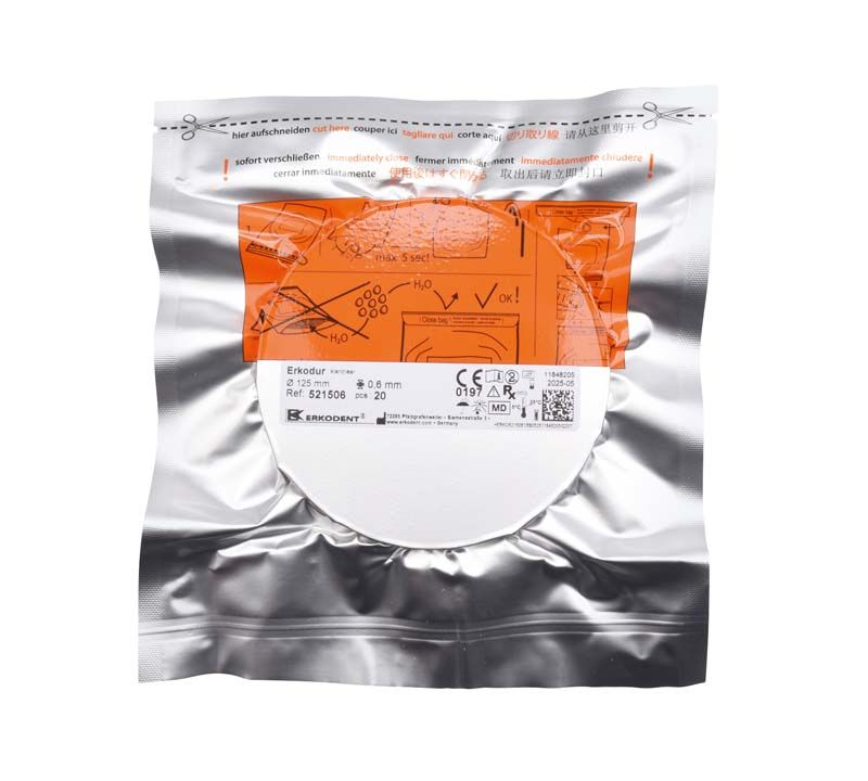 Erkodur 100 St. klar Ø125mm x 0,6mm in versiegelter Folienverpackung.