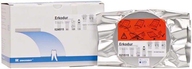 Erkodur Tiefziehfolien Verpackung mit Produktinformationen und Warnhinweisen.